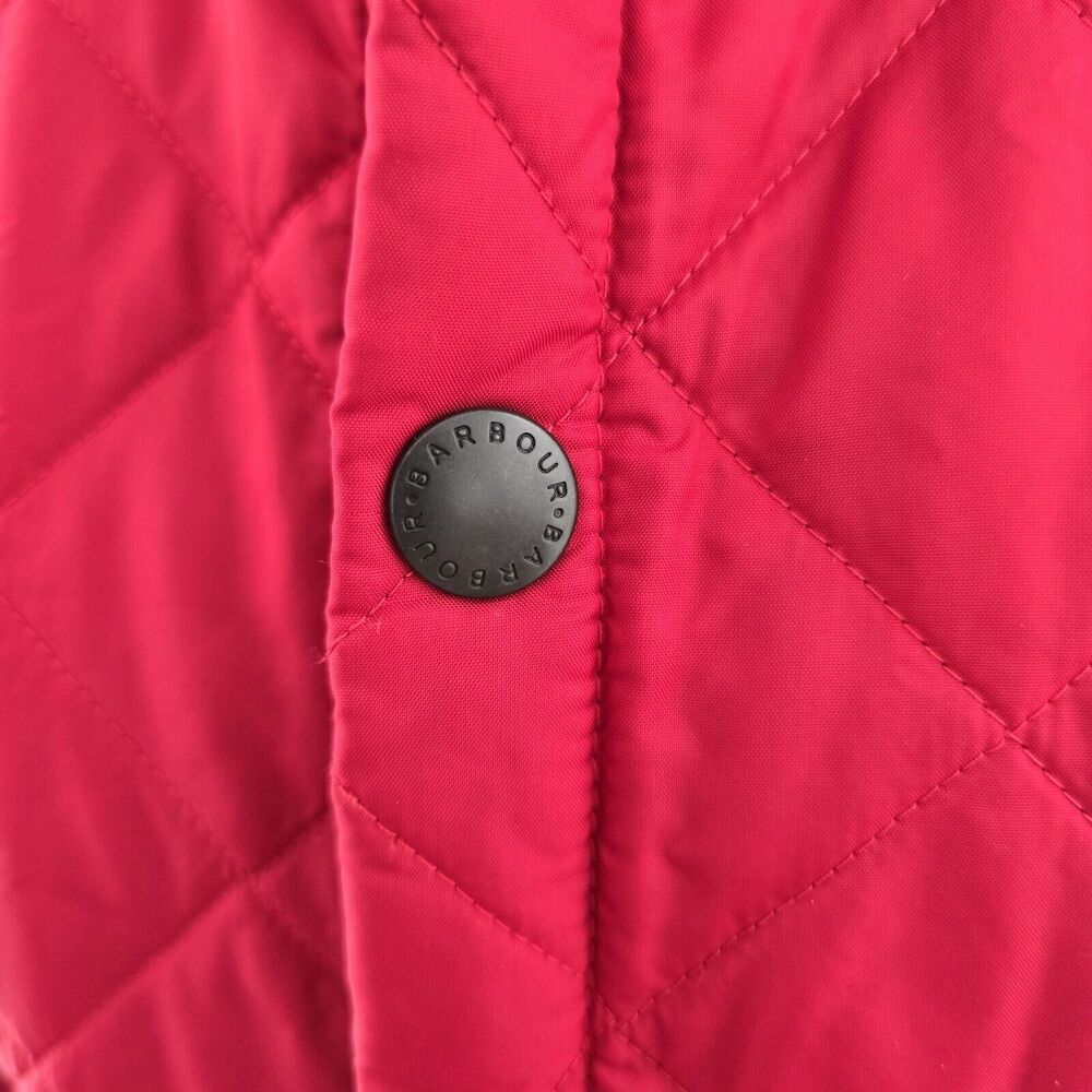 Barbour Red Quilted Jacket with Black Collar - Picture 4 of 13